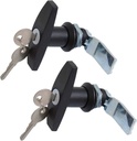 Garage Cabinet Lock 2PCS, Door Trailer Cabinet Latch, T-Handle Door Lock Latch Truck Cap Camper Shed Door Lock Kit for Cabinet Garage Door Lock, for 0.79"/2Cm Hole (Black)