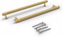 Bar Cabinet Handle Knob Pull Brushed Satin Gold/Brass Finish with Knurled 11.5" (10" Hole Center) for Kitchen Cabinet Hardware/Dresser Drawer Handles, 10 Pack