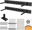 2 X 22 Inch Real XL Heavy Duty Floating Shelf Brackets Designed for Long Custom Shelves, Hidden Floating Shelf Hardware, Perfect for Heavy Load in Kitchen, Garage, Mantle (4 Inch Rod) Black