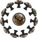 Pack of 12 Cabinets Hardware round Furniture Knobs Elk Antler,Drawer Dresser Cupboard Wardrobe Pulls Handles for Kids Home Kitchen, 1.37X1.10X0.66 In