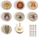 Animal Wood Dresser Cabinet Drawer Knobs round Unique Decorative Wooden Drawer Knobs for Kids Cabinets (8, Log Color1)