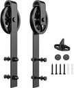 Sliding Barn Door Hardware Hangers Set of 2Pcs Rollers with T Shape Floor Guide for Most Thickness Door Panel Black(Big Wheel Hanger)