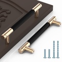 Cabinet Handles 12 Pack 5" Drawer Pulls Gold Cabinet Pulls Aluminum Handles round Pull for Kitchen, Bedroom Hardware,Gold Nickle Oxidation Finish with Diamond Pattern (5" Hole Center Gold Black)