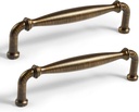2 Pack Antique Brass Cabinet Pulls 5 Inch Hole Center Bar Drawer Pulls for Kitchen Cabinet Dressers Vintage Home Hardware, L