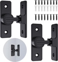 2 Pack Barn Door Lock Hardware, 90 Degree Heavy Duty Thickened Flip Door Latches, Sliding Barn Door Flip Locks Right Angle Gate Latch for Garden, Yard, Bathroom, Garage, Outdoor (Matte Black)