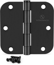 Door Hinge 3 1/2 Inch Interior Door Hinges Matte Black 3.5 Inch Interior Hinges Flat Iron Hinge 3 ½"X 3 ½" Door Hardware 5/8"Radius - 12 Pieces