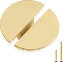 QOGRISUN 10-Pack Half Circle Cabine Knobs Solid Brass, Gold Half Moon Drawer Dresser Handles, 1-7/8-Inch Overall Length, Single Hole Pulls Knobs, Kitchen Cupboard Hardware, Brushed Brass Finish