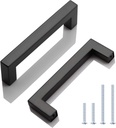 KNOBWELL 20 Pack| 4 Inch Square Bar Drawer Handles Black, Kitchen Cupboard Handles Black Drawer Pulls Furniture Hardware Dresser Drawer Pull Handles