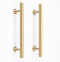 RZDEAL 5 Inch Kitchen Cabinet Handles Solid Brass Cabinet Pulls round Bar Handles Brushed Gold Dresser Drawer Pulls Hardware 4 Pack