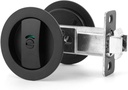 Pocket Door Lock, round Pocket Door Hardware, Pocket Door Handles Contemporary Privacy, for Bedroom, Kitchen, Bathroom, (Black)