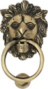 Vintage Gold Brass Cabinet Knobs Decorative Metal Pull Handle for Door Cabinet Drawer Home Furniture Handle Brass Knockers with Striker, Unique Design Door Knocker Hardware- Lion