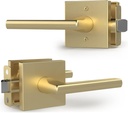 Passage I Lever Door Handle Set for Hallway, Closet and Bathroom I Reversible Design I Fits All Standard Door Sizes I Screws Included - Satin Brass (1 Pack) 4,29"