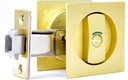 Dontay Pocket Door Lock, Color Coded Indicators, Privacy (Bed/Bath) Handles Latch, 2-3/8" Backset, Hardware for 1 3/8” to 2 3/16” Thickness Door (Excluding Edge Pull, Satin Brass, Square - 1 Pack)