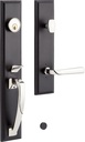 479119 Aurick Right Handed Solid Brass Keyed Entry Door Lever Set with 2-3/4" Backset - Matte Black/Polished Nickel