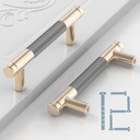 12 Pack 3Inch 76Mm Kitchen Cabinet Handles Aluminum Knurled Drawer Pulls Cabinet Knobs Cabinet Pulls Gold and Gray Oxidation Finish Hardware for Bathroom, Closet, Wardrobe,Dresser(3" Holecenter)