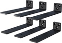 6 Inch Floating Shelf Brackets, Heavy Duty Hidden Bracket for Wall, Mantel, Bookshelves, Black Powder Coated Steel, 6-Pack