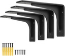 6"X 4"Shelf Bracket ,L Shelf Brackets,Max Load 300Lbs, Premium Alloy Metal Heavy Duty Shelf Bracket, High Strength Mounting Hardware Included, Countertop Support, Pack of 4. (6 INCH X4 INCH)