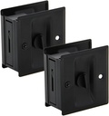 Privacy Sliding Door Lock with Pull, Solid Brass Pocket Door Privacy Lock, 2-3/4”X2-1/2”, for 1-3/8” Thickness Door, Matte Black, 2 Pack