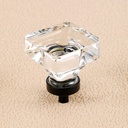 Coolnews 16 Pack Crystal Glass Cabinet Knobs Dresser Knobs Drawer Knobs and Pulls for Kitchen Cupboard (Square 1-3/8 Inch, Black)