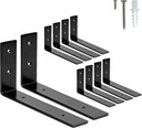 HEART ART 10 Pack Shelf Brackets 8 Inch,L Brackets for Shelves,Black Heavy Duty Metal Shelf Brackets,8”X4”X1.4”