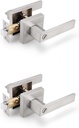 Gobrico 2 Pack Square Door Levers, Bedroom/Bathroom Door Knobs, Privacy Door Locks Interior Door Handles, Satin Nickel Finished,Heavey Duty