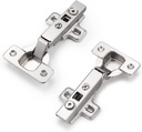 Probrico 20 Pieces Clip on Full Overlay Frameless Furniture Cabinet Door Concealed Hinges Nickel Plated Cabinet Hardware