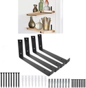 Shelf Brackets 4 Pack Heavy Duty Floating 11.25"L X 6.0"H X 1.5"W Black Metal Shelves Wall Mounted Rustic Iron J Shelf Brackets with Lip for DIY Open Shelving Brackets