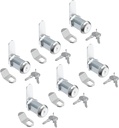 Jayseon 6 Pcs Mailbox Lock, 1-1/8" Cabinet Locks and Cam Locks for Toolbox Keyed Alike, Secure Drawer and File Cabinet with Dust Cover, Zinc Alloy