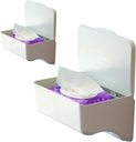 Storage Theory | Wipe Holder | Peel and Stick Adhesive Mount | Flushable Wipes and Shelf | Feminine Product Storage | Adult Wipes | Bathroom Phone Shelf | No Hardware Needed - White 2Pk