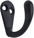 QCAA Single Prong Robe Hook Hanger, Zinc Die Cast, Matte Black, Made in Taiwan, 50 Pack