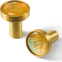 10 Pack Natural Shells Cabinet Knobs Pulls Drawer Knobs Hanging Hooks Brass Furniture Dresser Kitchen Hardware Pulls Knobs Handle, Abalone Shell, S