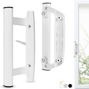 Sliding Glass Door Handle Set – Aluminum Handle, Mortise/Hook Style, Fits 3-15/16 In. Hole Spacing (White)
