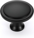 20-Pack Matte Black Kitchen Cabinet Knobs, Solid Brass Knobs for Dresser Drawers, round Bathroom Cabinet Pulls, Classical Furniture Hardware, Diameter 1-1/4 Inch