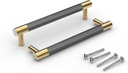 Bar Cabinet Handle Knob Pull Brushed Satin Gold/Brass Finish with Electroplated Dark Gray 7.3" (6.3" Hole Center) for Kitchen Cabinet Hardware/Dresser Drawer Handles 10 Pack