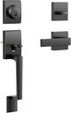 Front Door Handle, Door Knob with Lever for Right and Left Handed, Interior Exterior Entry Handleset Single Cylinder Deadbolt Handle Set Matte Black