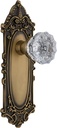 Nostalgic Warehouse 702105 Victorian Plate & Interior Crystal Door Knob, Passage-2.375 In, Antique Brass