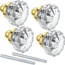 2 Set Glass Door Knobs Mortise Style Fluted Crystal Door Knobs Antique Door Knobs with Spindle Antique Doorknobs for Interior Doors(Gold, Basic)