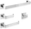 Bathroom Hardware Set,Brushed Nickel Towel Bar Set 4-Piece 304 Stainless Steel Single Bathroomtowel Rack,24-Inch Towel Ring,Toilet Paper Holder,Towel Robe Hooks Hardware Accessory Set