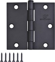 Door Hinge 3 1/2 Inch Interior Door Hinges Matte Black 3.5 Inch Interior Hinges Flat Iron Hinge 3 ½"X 3 ½" Door Hardware Square Corner -18 Pieces