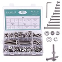 UNC 1/4-20 (300 PCS) Stainless Steel Button Head Socket Cap Screws with Nuts and Washers Hardware Assortment Kit, 304 Stainless Steel 18-8, 15 Common Sizes