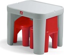 Step2 Mighty My Size Kids Table and Chair Set, Playroom Toddler Activity Table, Arts and Crafts, Ages 2+ Years Old, Gray & Red