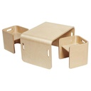 Ecr4Kids Premium Bentwood Multipurpose Table and Chair Set, Kids Furniture, Natural, 3-Piece