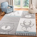 Safavieh Carousel Kids Collection 8' Square Grey/Ivory CRK188B Animal Non-Shedding Nursery Playroom Area Rug