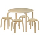 Ecr4Kids Bentwood round Table and Stool Set, Kids Furniture, Natural, 5-Piece