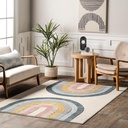 Nuloom Jerri Double Half Rainbow Kids Area Rug, 8X10, Beige