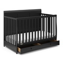 Graco Asheville 4-In-1 Convertible Crib with Drawer (Black) – GREENGUARD Gold Certified, Crib with Drawer Combo, Full-Size Nursery Storage Drawer, Converts to Toddler Bed, Daybed and Full-Size Bed