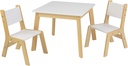 Kidkraft Wooden Modern Table & 2 Chair Set, Children'S Furniture, White & Natural, Gift for Ages 3-8