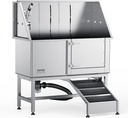 VEVOR 62" Pet Dog Bathing Station W/Ramp, Professional Stainless Steel Dog Grooming Tub W/ Soap Box, Faucet,Rich Accessory,Bathtub for Large,Medium,Small Pet, Washing Sink for Home(Right)