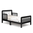 Storkcraft Pasadena Toddler Bed (Black) - GREENGUARD Gold Certified, Fits Standard Full-Size Crib & Toddler Mattress, Toddler Safety Guardrails Included, Complete Design with Footboard