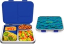 Bentgo® Kids Stainless Steel Prints Leak-Resistant Lunch Box - Bento-Style with Updated Latches, 3 Compartments & Bonus Container - Eco-Friendly, Dishwasher Safe, Bpa-Free (Shark)